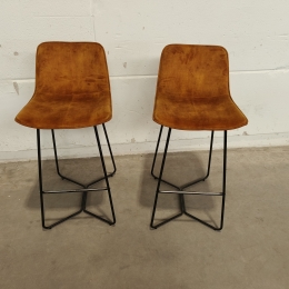 J-line (jolipa) 2 bar stools, Laurent metal-textile ochre